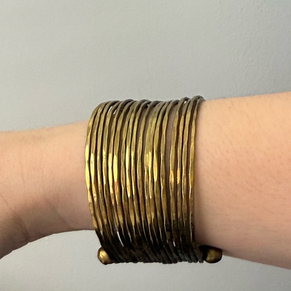 Vintage Brass Coil Cuff Bracelet – Stacked Bangle Look - Picture 3 of 4